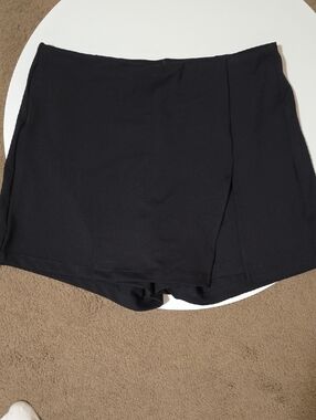 Black Mini Skort with Front Wrap Panel